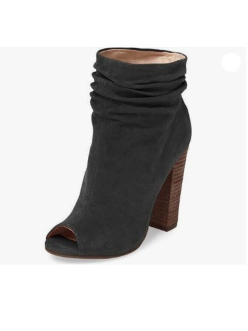 FSJ Black Stylish Peep Toe Slouch Ankle Boots Chunky Stacked Heels Shoes